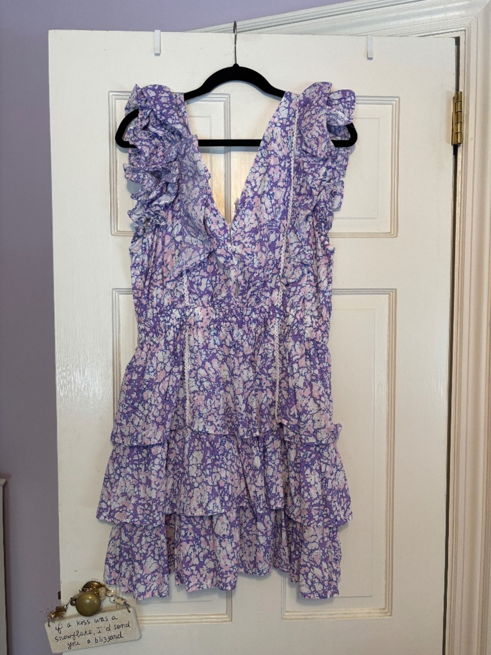 Love the Label Ines Blue, lavender, and pink minidress sz L